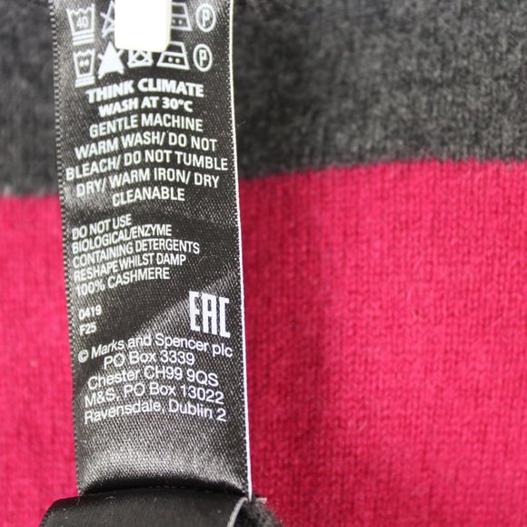 M&S Autograph Colour Block 100% Cashmere Crewneck Gray Sweater Size 14 - Picture 5 of 8